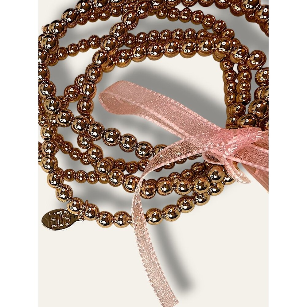 Gold Beaded Bracelet Set With Pink Ribbon 8 Other Reasons Womens Fashion Jewelry